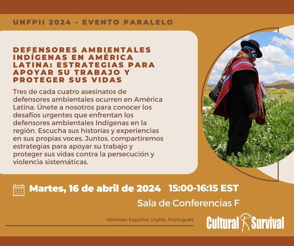 ¡la 23ª Sesión Del Foro Permanente De La Onu Para Las Cuestiones Indígenas Arranca El 15 De